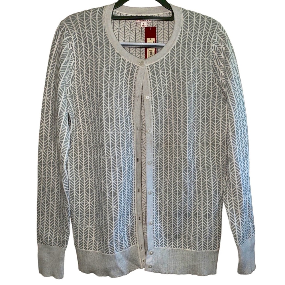 NWT Merona Large cardigan whit and gray triangular pattern